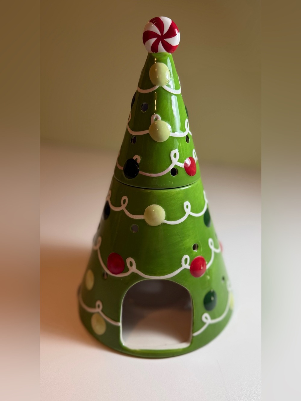 Vtg Yankee Candle Christmas Tree Votive Tealight Holder Luminary Ellen Krans